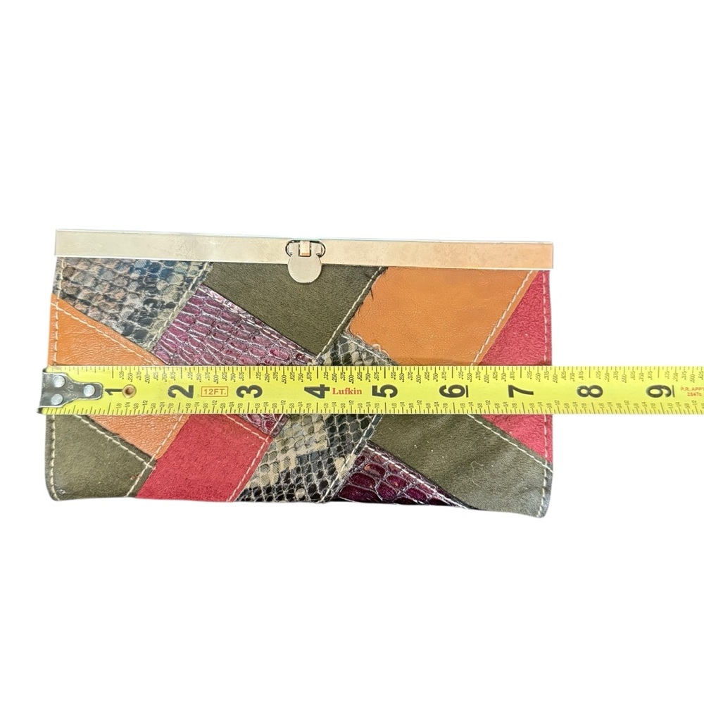 Patchwork Leather Clutch With Silver Trim (B5) - image 4